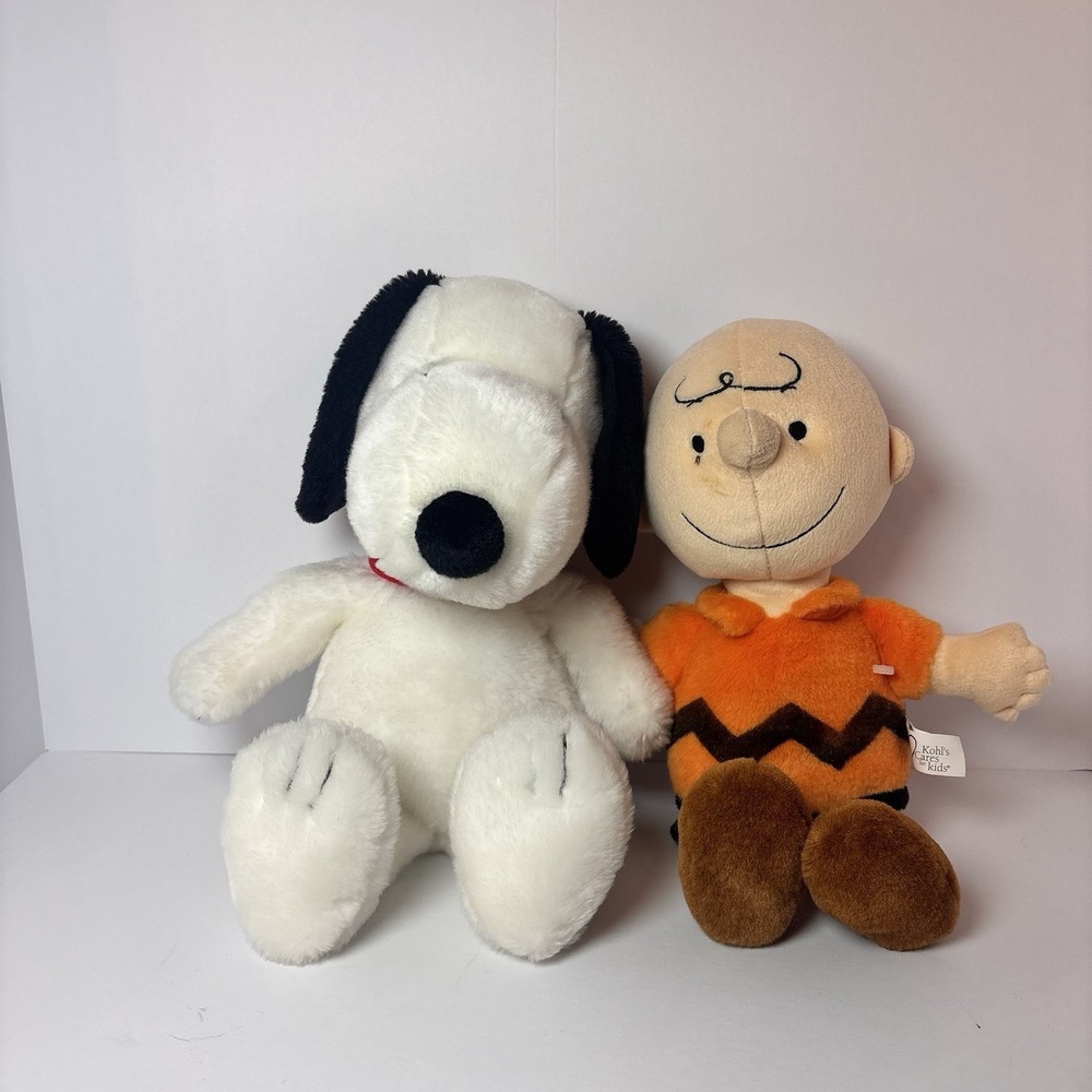 Peanuts Snoopy Charlie Brown Plush Lot 2 Kohl's Cares for Kids Stuffed Toys